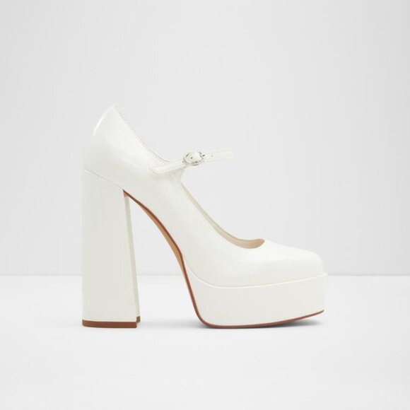 ALDO Anje White Block Platform Heels - Picture 1 of 6